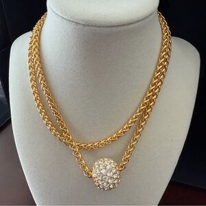 Vintage 1990’s Joan Rivers Classics Collection Gold Necklace with Crystal Accent
